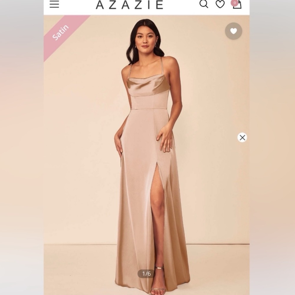 Azazie Clove Satin Dress in English Rose  | Prom | Bridesmaid